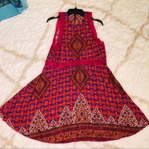 NWT Belk Boho Tunic Sz M Pink Print Free People Inspired Casual Summer Style